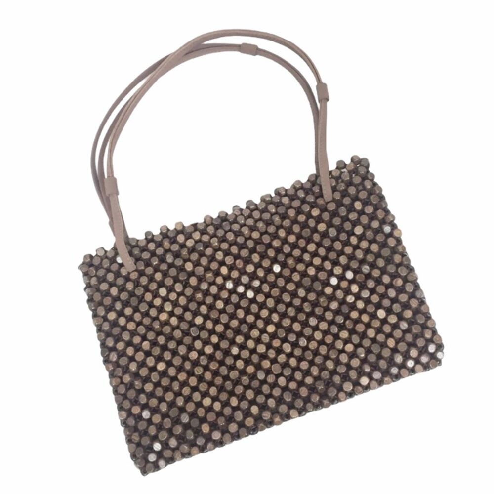 The Sak Brown Wooden Beaded Mini Handbag